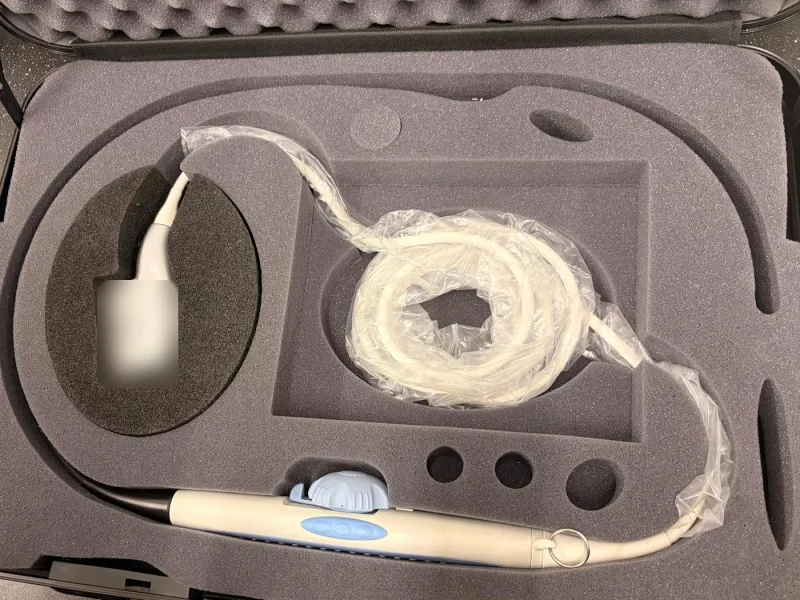 Paediatric transoesophageal ultrasound probe in its protective case